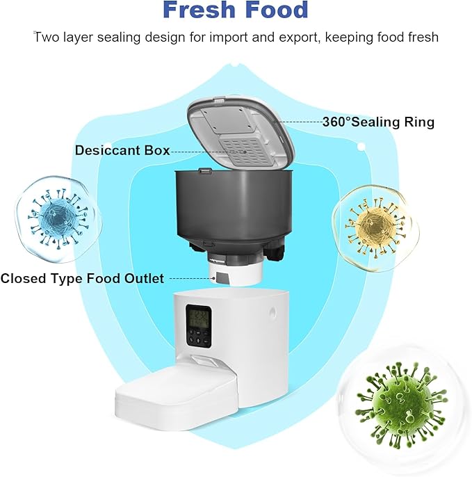 4L Smart Automatic Pet Food Dispenser with LCD Screen – Programmable Feeding Times & Portions, Large Dry Food Storage for Cats & Dogs