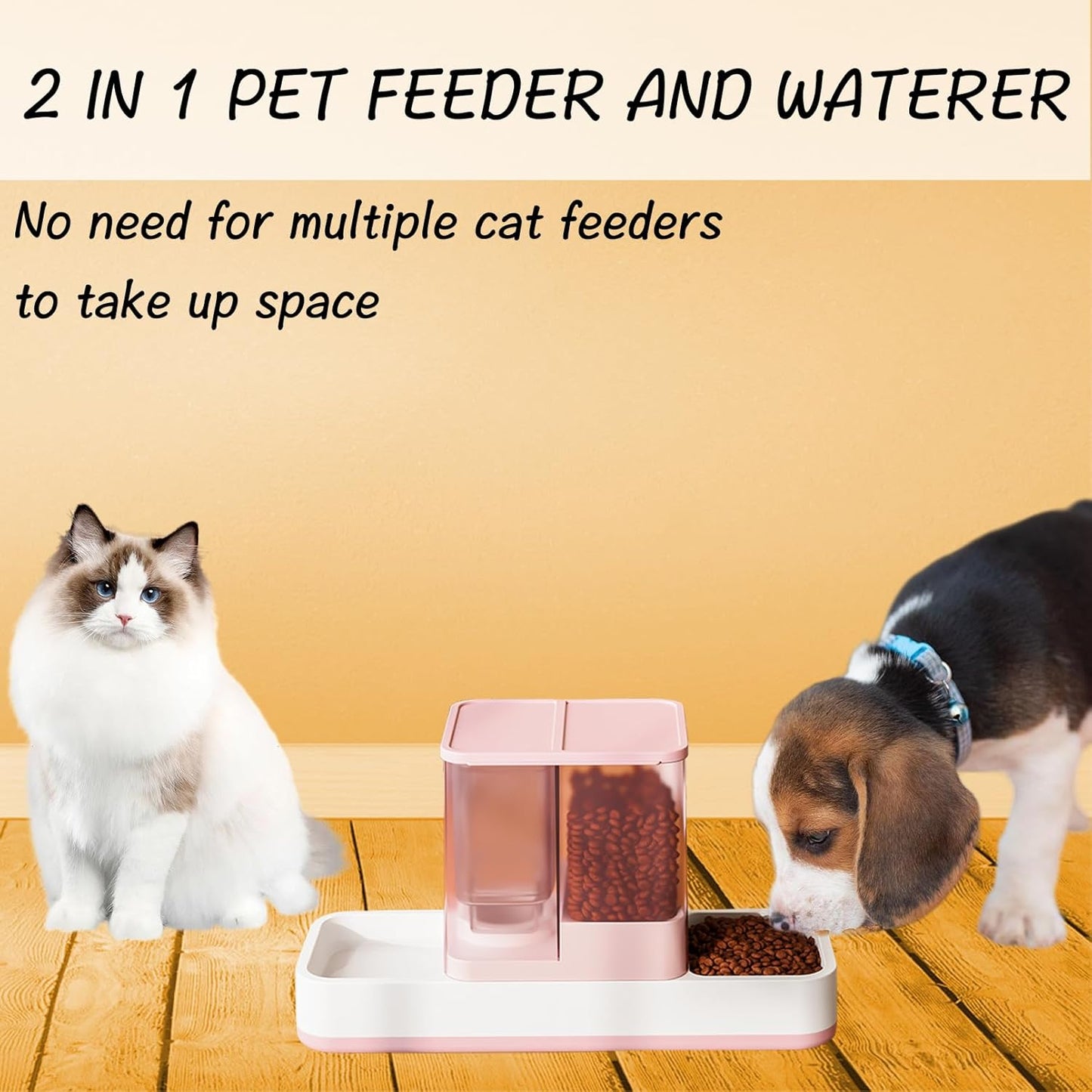 Dual-Compartment Gravity Pet Feeder and Water Dispenser – 1L Water + 1.5L Food Storage, Automatic Supply for Cats, Small Dogs, and Other Small Animals