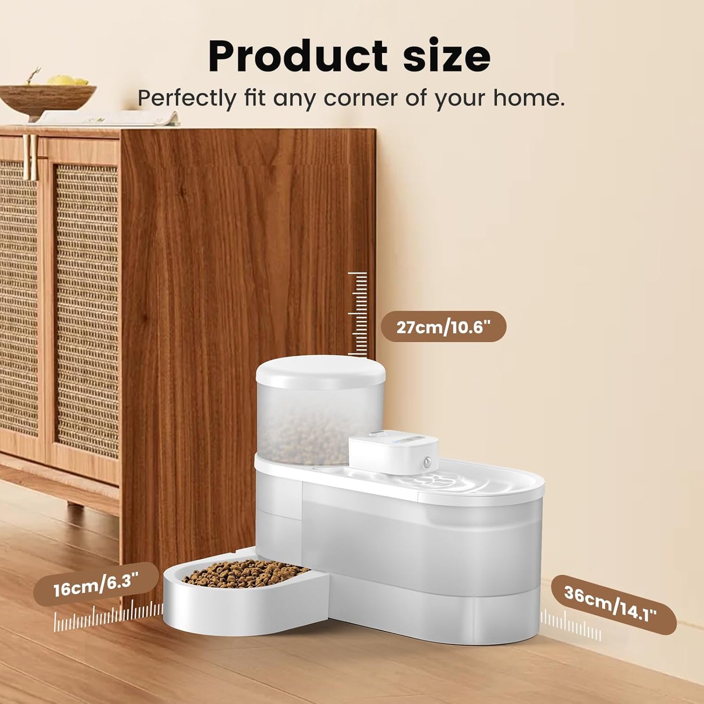 Dual-Compartment Automatic Pet Feeder & Water Dispenser – Large Capacity Food and Water Storage for Cats and Dogs
