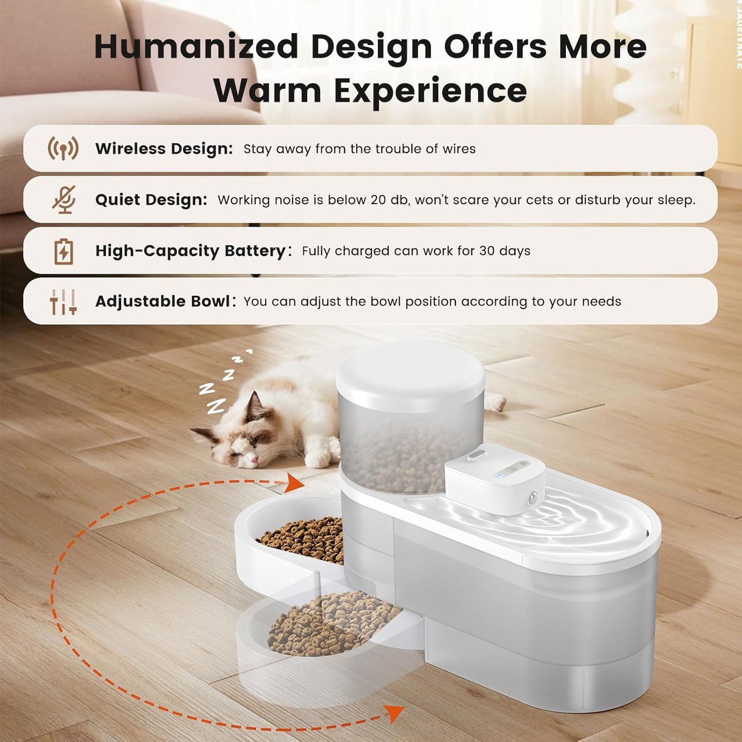 Dual-Compartment Automatic Pet Feeder & Water Dispenser – Large Capacity Food and Water Storage for Cats and Dogs