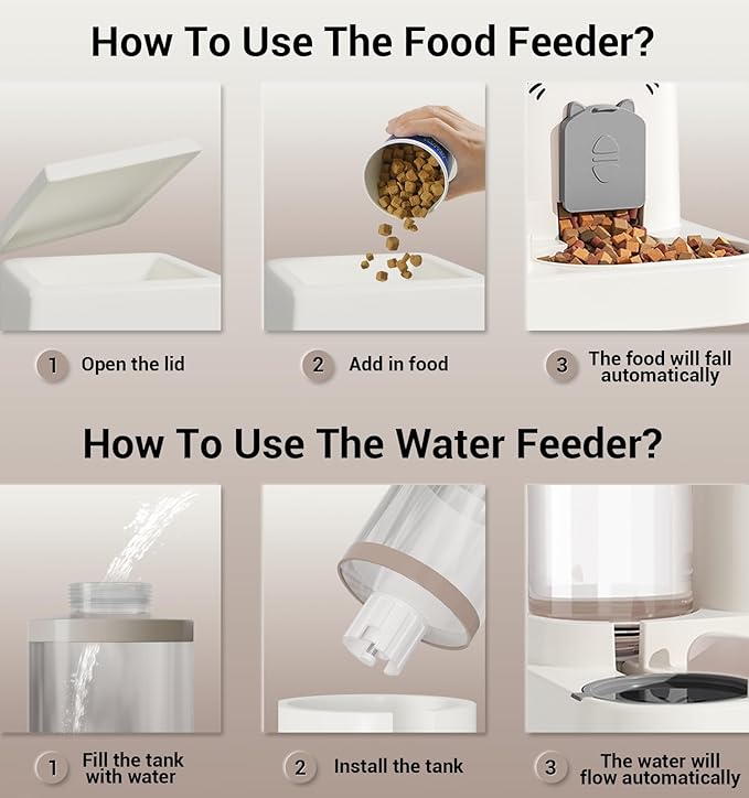 Cute Cat Design Large Capacity Dual Pet Feeder – Automatic Gravity Food & Water Dispenser for Cats and Small Dogs, 1.8L Food Bin + 0.8L Water Tank