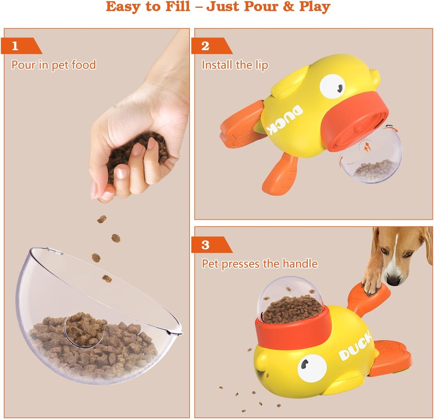 Creative Duck-Shaped Pet Food Dispenser – Interactive Training & Feeding Toy with Press-to-Release Design for Cats and Dogs