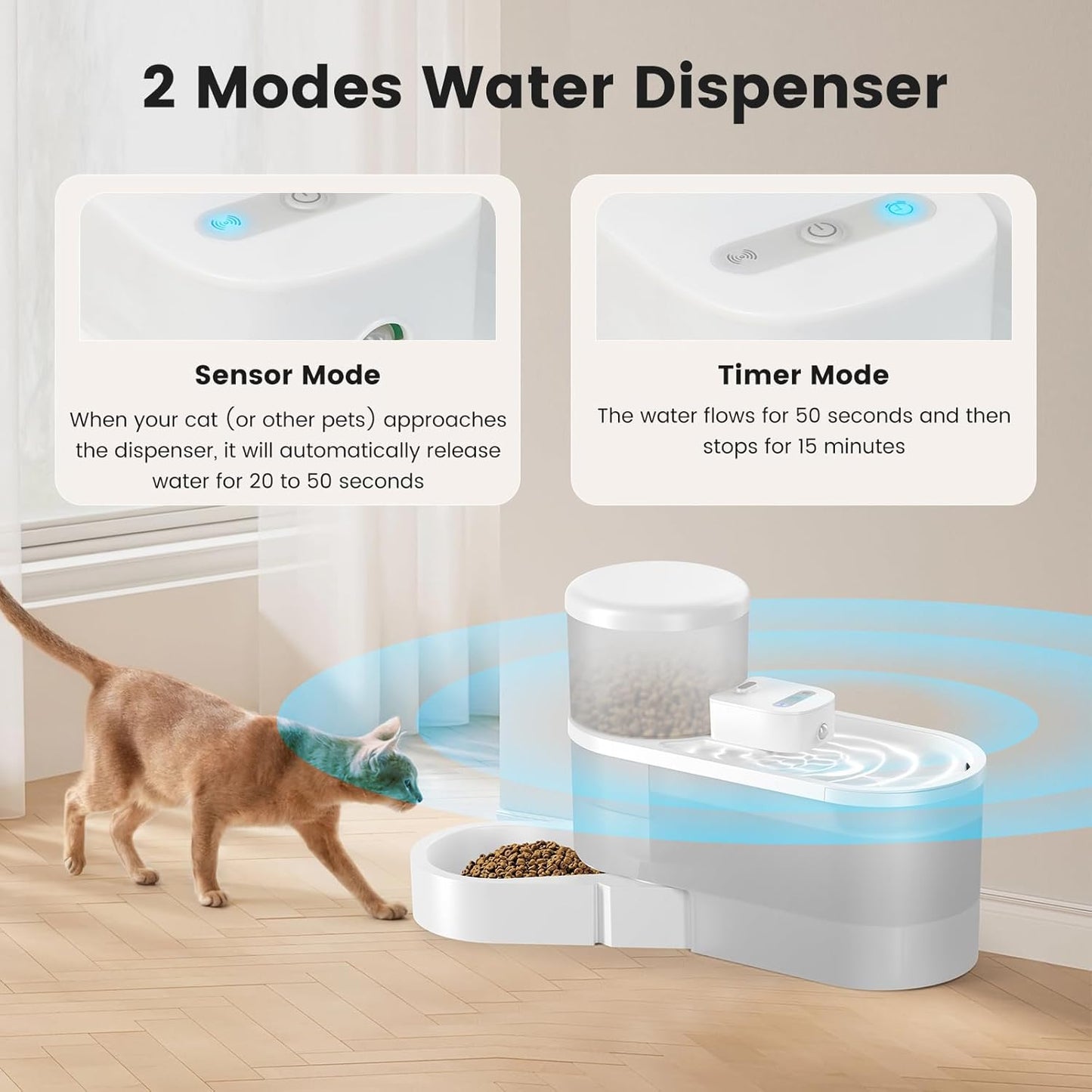 Dual-Compartment Automatic Pet Feeder & Water Dispenser – Large Capacity Food and Water Storage for Cats and Dogs