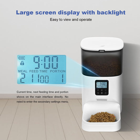 4L Smart Automatic Pet Food Dispenser with LCD Screen – Programmable Feeding Times & Portions, Large Dry Food Storage for Cats & Dogs