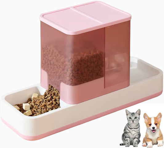 Dual-Compartment Gravity Pet Feeder and Water Dispenser – 1L Water + 1.5L Food Storage, Automatic Supply for Cats, Small Dogs, and Other Small Animals