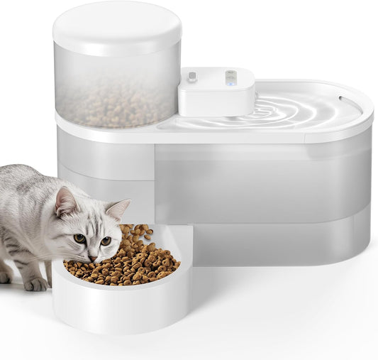 Dual-Compartment Automatic Pet Feeder & Water Dispenser – Large Capacity Food and Water Storage for Cats and Dogs